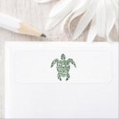 Letterpress Tribal Style Turtle Etiket (Insitu)