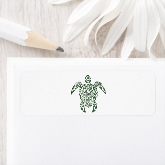 Letterpress Tribal Style Turtle Etiket (Insitu)