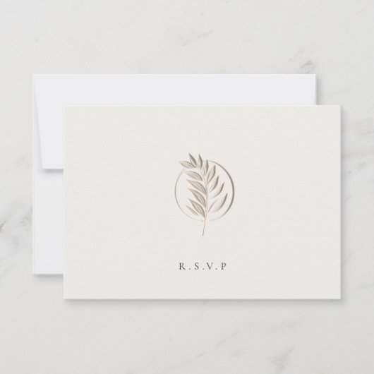 Letterpress twig ivoor bruiloft maaltijd keuzes RS RSVP Kaartje (Voorkant)