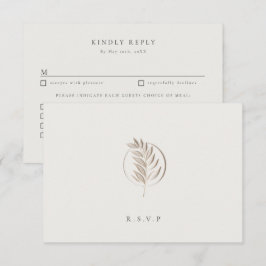Letterpress twig ivoor bruiloft maaltijd keuzes RS RSVP Kaartje