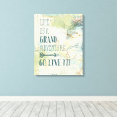 Letterpress USA Map Canvas Afdruk (Insitu (Houten vloer))