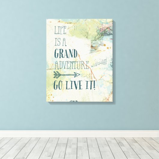 Letterpress USA Map Canvas Afdruk (Insitu (Houten vloer))