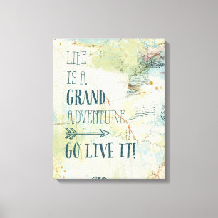 Letterpress USA Map Canvas Afdruk