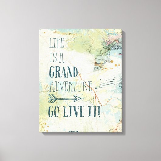 Letterpress USA Map Canvas Afdruk (Voorkant)