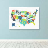Letterpress USA Map Canvas Afdruk (Insitu (Houten vloer))