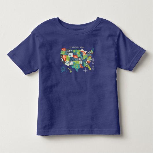 Letterpress USA Map Kinder Shirts (Voorkant)