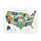 Letterpress USA Map Magneet (Horizontaal)