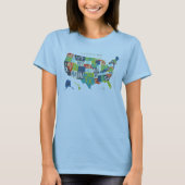 Letterpress USA Map T-shirt (Voorkant)