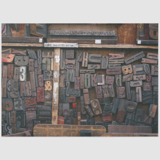 Letterpress Wood Type Decoupage Tissuepapier (Voorkant)