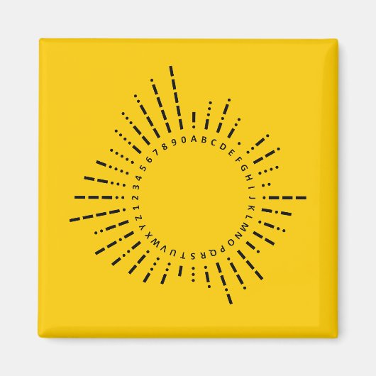 Letters & Cijfers in Morsecode – Grafiek Geel Magneet (Voorkant)