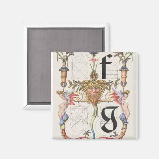 letters f en g Calligrafiedalfabet Magneet (Voorkant / Achterkant)
