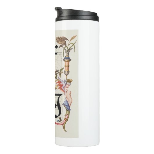 letters f en g Calligrafiedalfabet Thermosbeker (Geroteerd rechts)