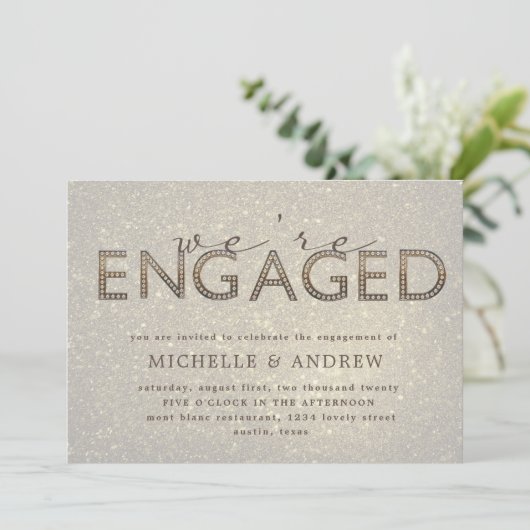 letters gold glitter verloving kaart (Staand voorkant)