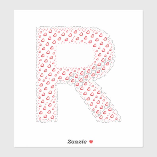 LETTERS MADE UP OF HEARTS STICKER (Vel)