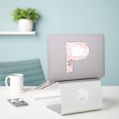 LETTERS MADE UP OF HEARTS STICKER (Laptop op bureau)