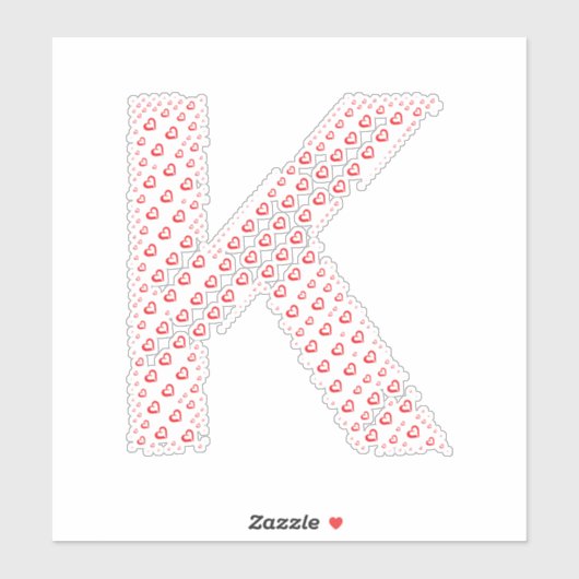 LETTERS MADE UP OF HEARTS STICKER (Vel)