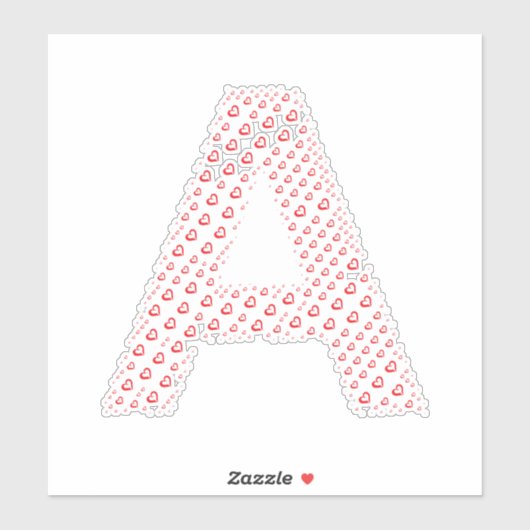 LETTERS MADE UP OF HEARTS STICKER (Vel)
