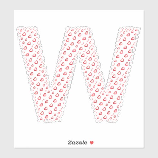 LETTERS MADE UP OF HEARTS STICKER (Vel)