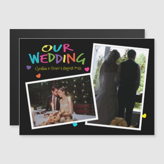 Letters met hart bruiloft herinneringen magnetisch (Voorkant / Achterkant)