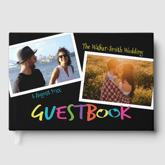 Letters met harten Modern Photo Lijst Gastenboek (Voorkant)