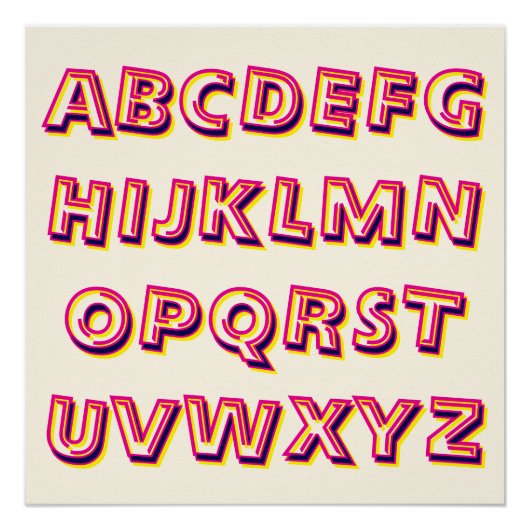 Letters of the Alphabet Retro Cool Literacy Perfect Poster (Voorkant)
