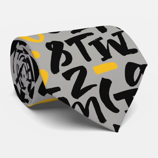 Letters Pattern -Gray- Stropdas (Opgerold)