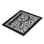  letters R Monogram Black White "R" letters Tegeltje (Zijkant)