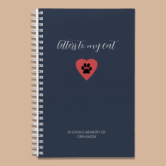 Letters to My Cat Memorial Journal Muted Navy Notitieboek