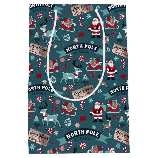 Letters to Santa — North Pole Christmas Charm Medium Cadeauzakje (Voorkant)