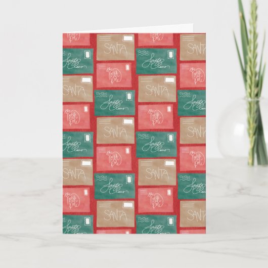 Letters to Santa Watercolor Holiday Card  Kaart (Voorkant)