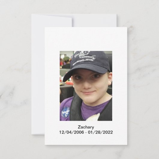 Letters To Zachary Thank You Cards Bedankkaart (Achterkant)