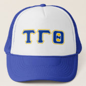 Letters Trucker Hat - Royal w / Gele Omtrek Pet (Voorkant)