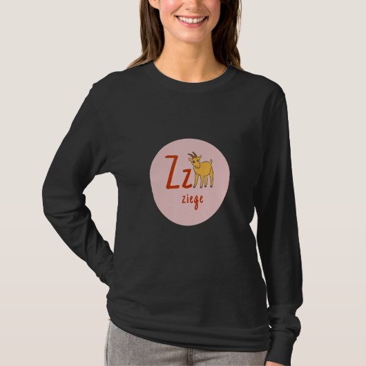 Letters van het Duitse alfabet Z Geit T-shirt (Voorkant)