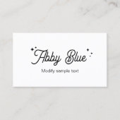 Lettersterren in zwart-wit en wit script visitekaartje (Voorkant)