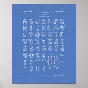 Lettertype 1926 Patent Art Blueprint Poster