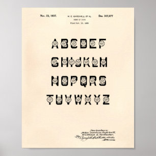 Lettertype 1937 Patent Art Old Peper Poster