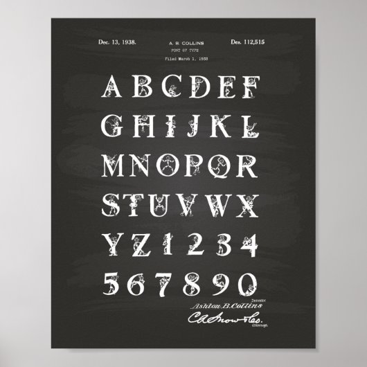 Lettertype 1938 Poster van patentkunstbord (Voorkant)