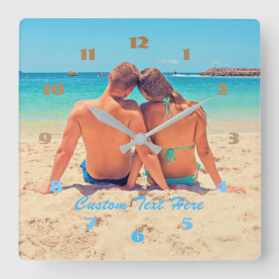 Lettertype eigen aangepaste fototekst vierkante klok