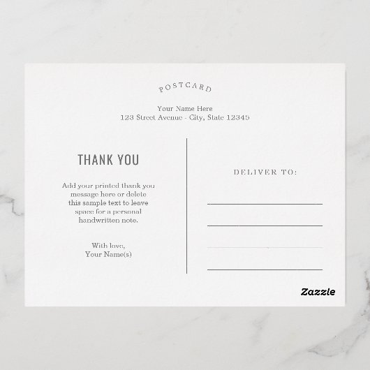 Lettertype FOLIE Bedankt Briefkaart (Achterkant)