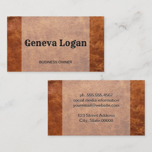  lettertype | Gesitteerd leder | Hoge Mode Visitekaartje (Voorkant / Achterkant)