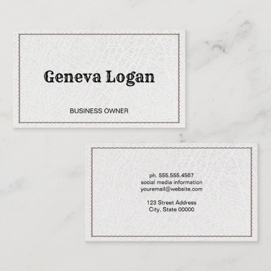 lettertype | Gesitteerd leder | Hoge Mode Visitekaartje (Voorkant / Achterkant)