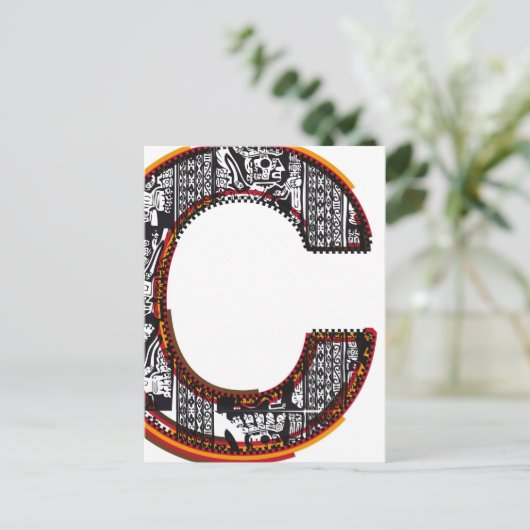 Lettertype Inca, letter C Briefkaart (Staand voorkant)