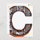 Lettertype Inca, letter C Briefkaart (Voorkant / Achterkant)
