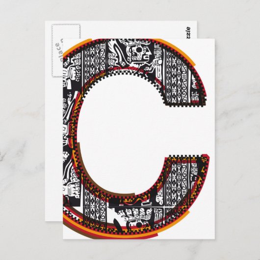 Lettertype Inca, letter C Briefkaart (Voorkant / Achterkant)