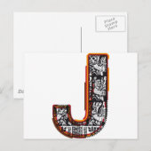 Lettertype Inca, letter J Briefkaart (Voorkant / Achterkant)