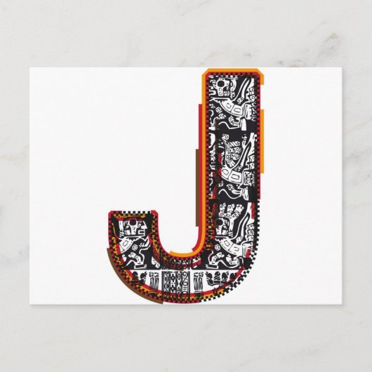 Lettertype Inca, letter J Briefkaart (Voorkant)