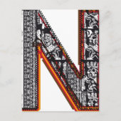 Lettertype Inca, letter N Briefkaart (Voorkant)