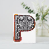 Lettertype Inca, letter P Briefkaart (Staand voorkant)