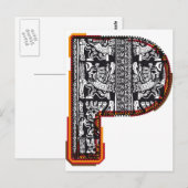 Lettertype Inca, letter P Briefkaart (Voorkant / Achterkant)