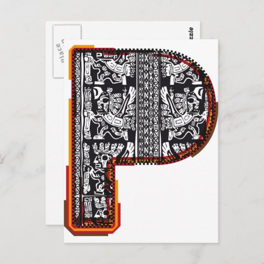 Lettertype Inca, letter P Briefkaart (Voorkant / Achterkant)